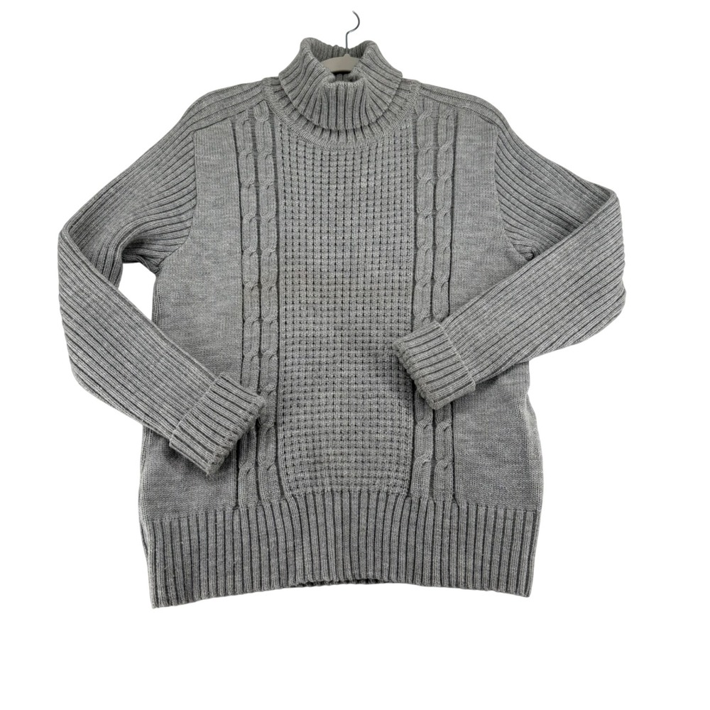 KingSport Mens Small Cable Knit Turtleneck Sweater 100% Acrylic Ribbed Heavy